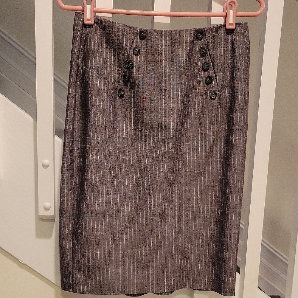 Byer California Pinstripe Pencil Skirt in Brown and Gray